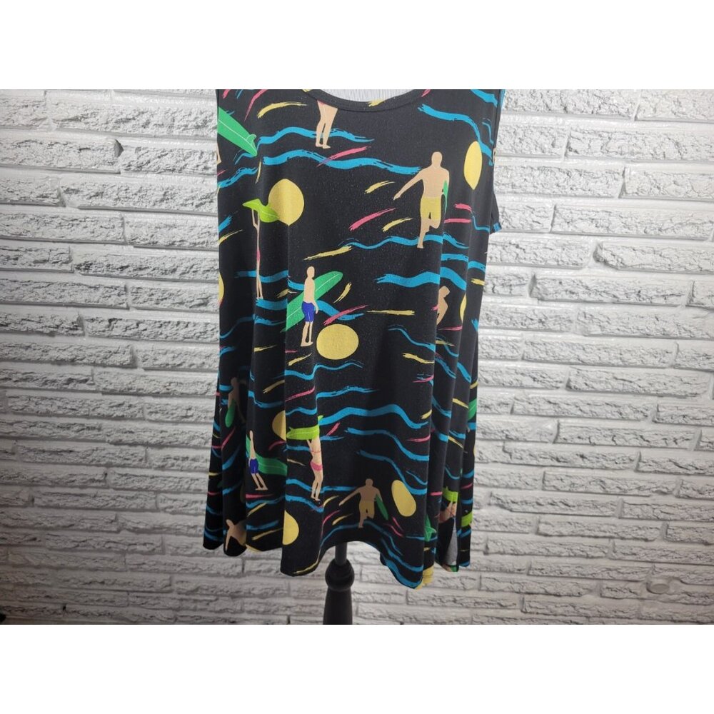 Lularoe Womens Top Extra Large Tank Tunic Black Poly Blend Surfer Surfing D3XE - Picture 4 of 9
